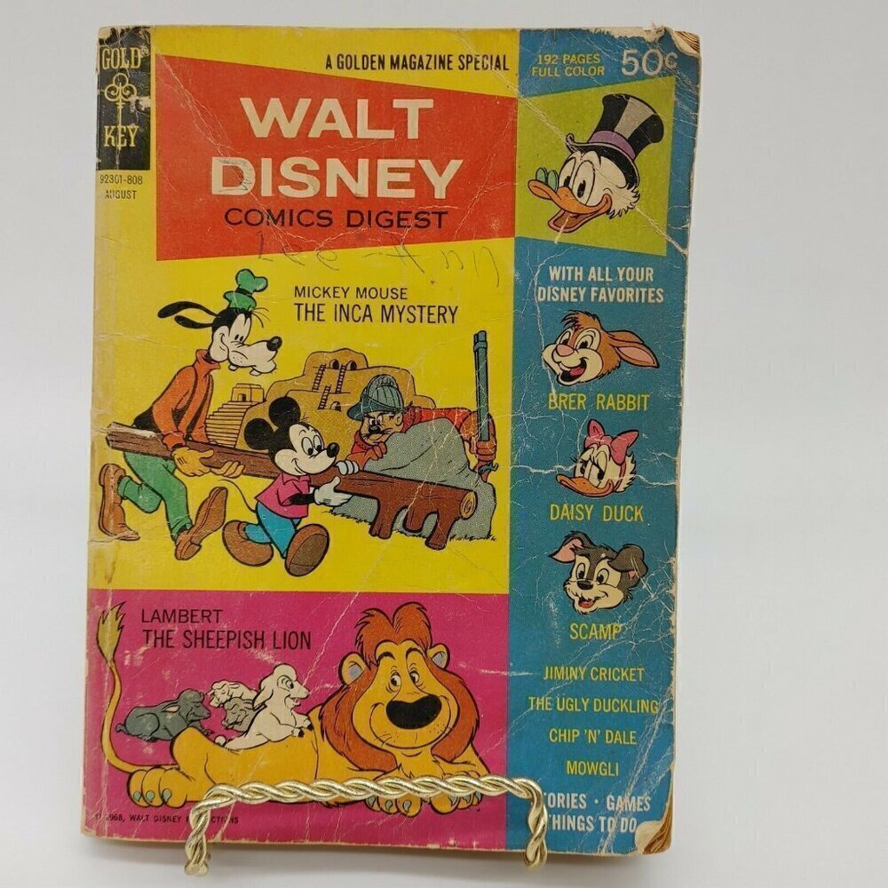 Walt Disney Comics Digest Aug 1968 Mickey Mouse TheInca Mystery Golden Magazine